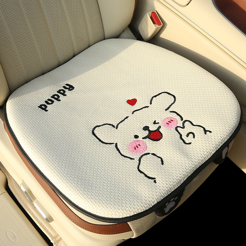 汽车坐垫四季通用卡通透气通风冰丝夏季凉垫单片坐垫三件套座椅垫