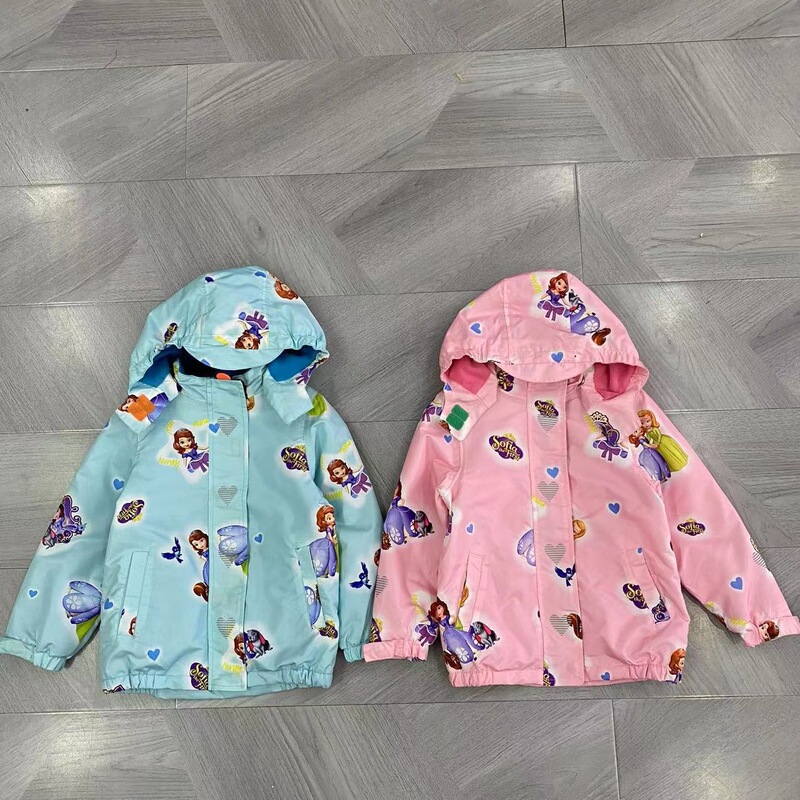 Original Foreign Trade Outdoor Jacket for Boys and Girls, Laminated and Fleece-Lined, Windproof and Rainproof Jacket for Children