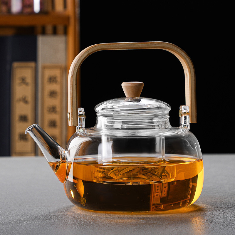 高硼硅玻璃提梁壶家用养生烧水泡茶壶电陶炉加热煮茶壶耐热黑茶壶