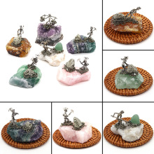 天然紫晶簇矿工原石创意水晶奇石家居书房小摆件北欧风工艺品批发