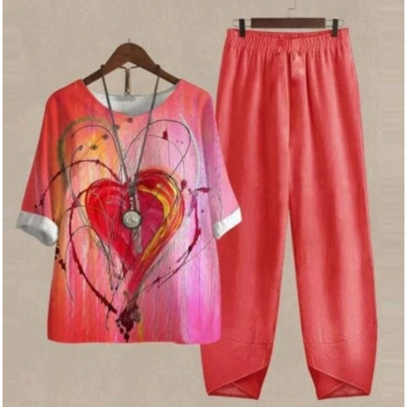 Europa y Estados Unidos trajes casuales de mujer transfronterizos de moda explosiva verano nuevo cinco mangas impresión chaqueta pantalones dos piezas