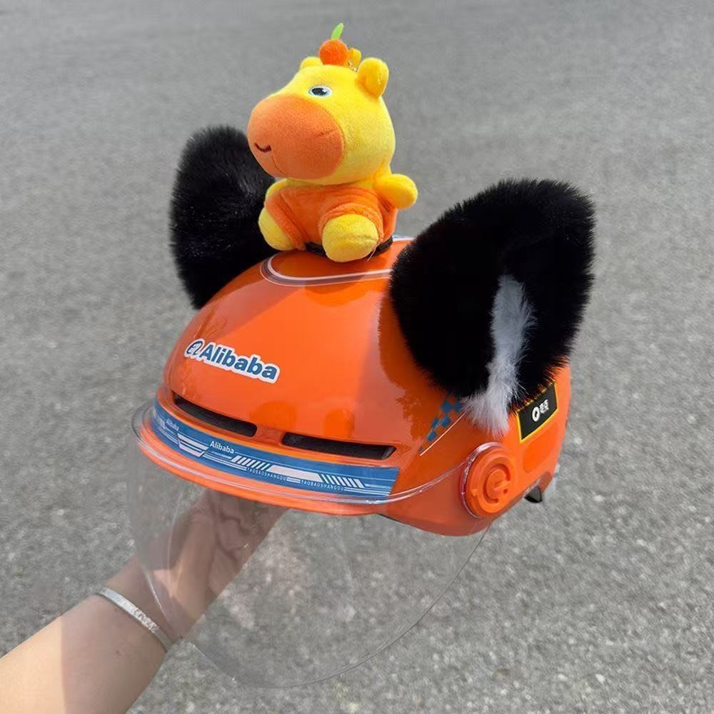 Motorcycle helmet decoration cute cartoon doll cat ear accessory for children's riding sun protection hat decoration