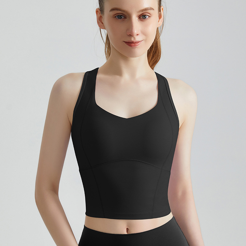 Wiman ropa interior deportiva femenina antichoque cojín de pecho de alta resistencia integrado medio largo chaleco de yoga de acondicionamiento físico femenino