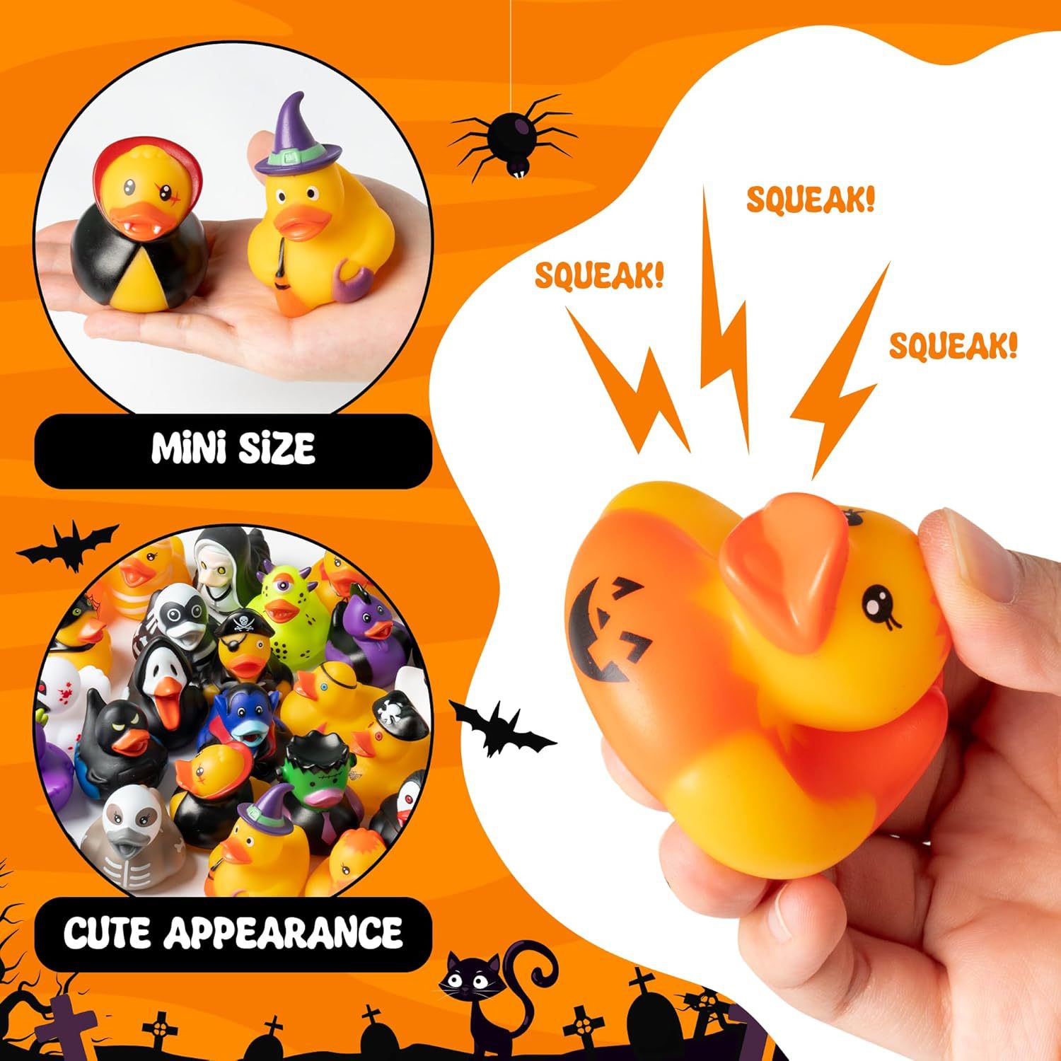 12 piezas de juguetes de patos de Halloween divertidos juguetes de baño de patos temáticos de Halloween fiesta de colores lindos