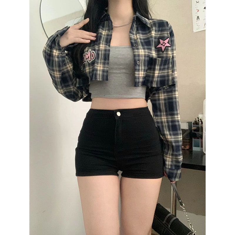 Slim-Fit Hot Girl Elastic Tight A-Line Hip-Hugging Hot Pants Women's Denim Shorts Summer Trendy High-Waisted Denim Shorts