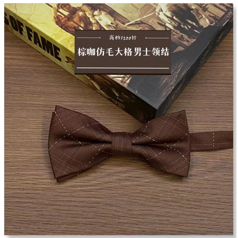 ブラウンネクタイ メンズ 蝶ネクタイ カーキ フォーマル ビジネス シャンパン ゴールデン ブラウン 結び目のない手作り レトロ アクセサリー トレンド|undefined