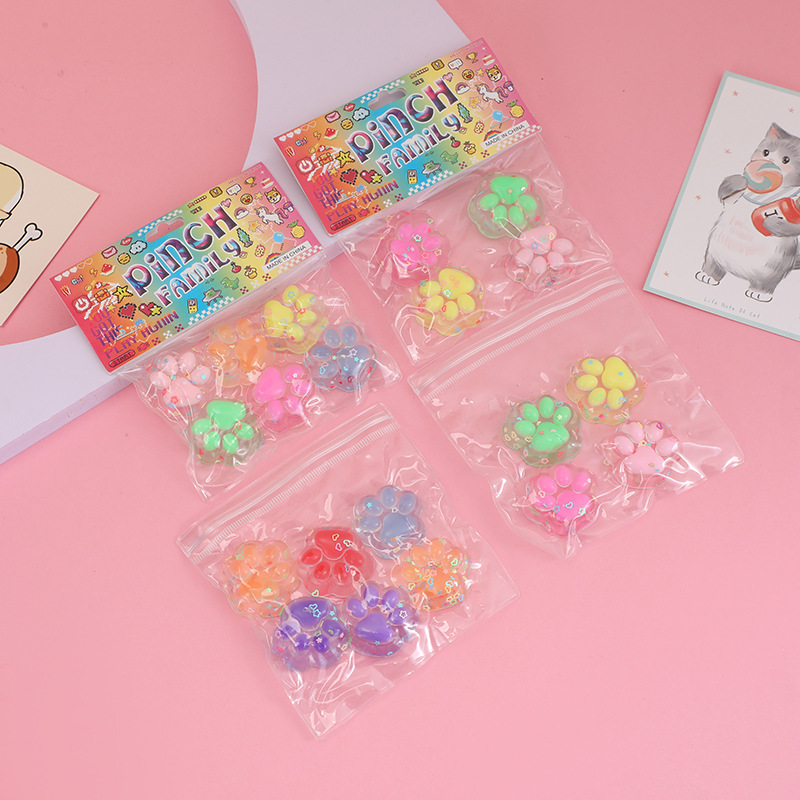 Popular Cartoon Cute Colorful Kitten Paw Pinch Mini Decompression Children's Toy Street Stall Wholesale Goods