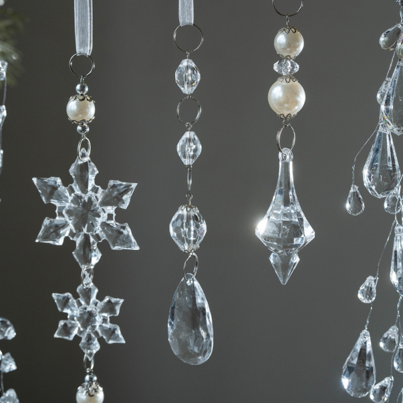 越境新品クリスマスツリー装飾雪花水滴ペンダントクリスマス透明アクリル雪花アクセサリーペンダント|undefined