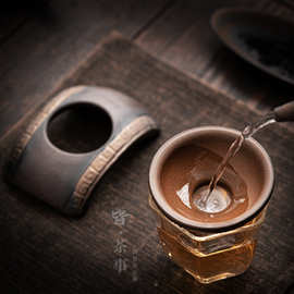 粗陶鎏金茶漏茶滤过滤器陶瓷创意泡茶隔茶叶过滤网茶具零配件