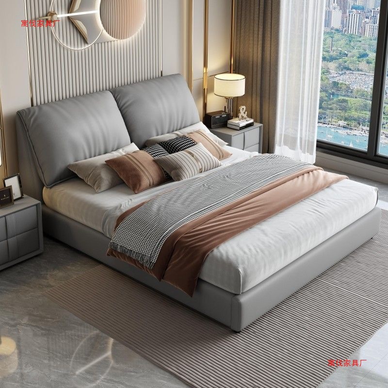 Cream Ears Master Bedroom Large Bed Modern Simple Small Apartment Italian Wedding Bed Storage Double Bed Soft Bag