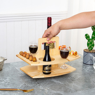 Wooden Wine Rack, Outdoor Picnic Table, Portable Wine Rack, Detachable Fruit Table, Wine Glass Rack, Multi-Layer Food Rack Wholesale