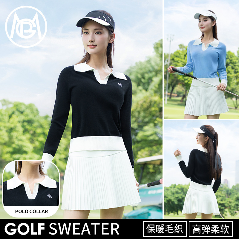 Pgm Golf Women's Clothing Autumn and Winter New Clothing Women's Long-Sleeved Sweater Tennis Top Sports Clothing Top