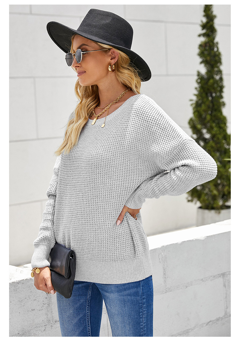 women s round neck halter solid color knitted sweater nihaostyles wholesale clothing NSSI79636