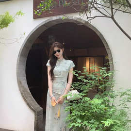 Iris Lumina书杳 一抹青云新中式国风松弛感清雅套装裙旗袍两件套