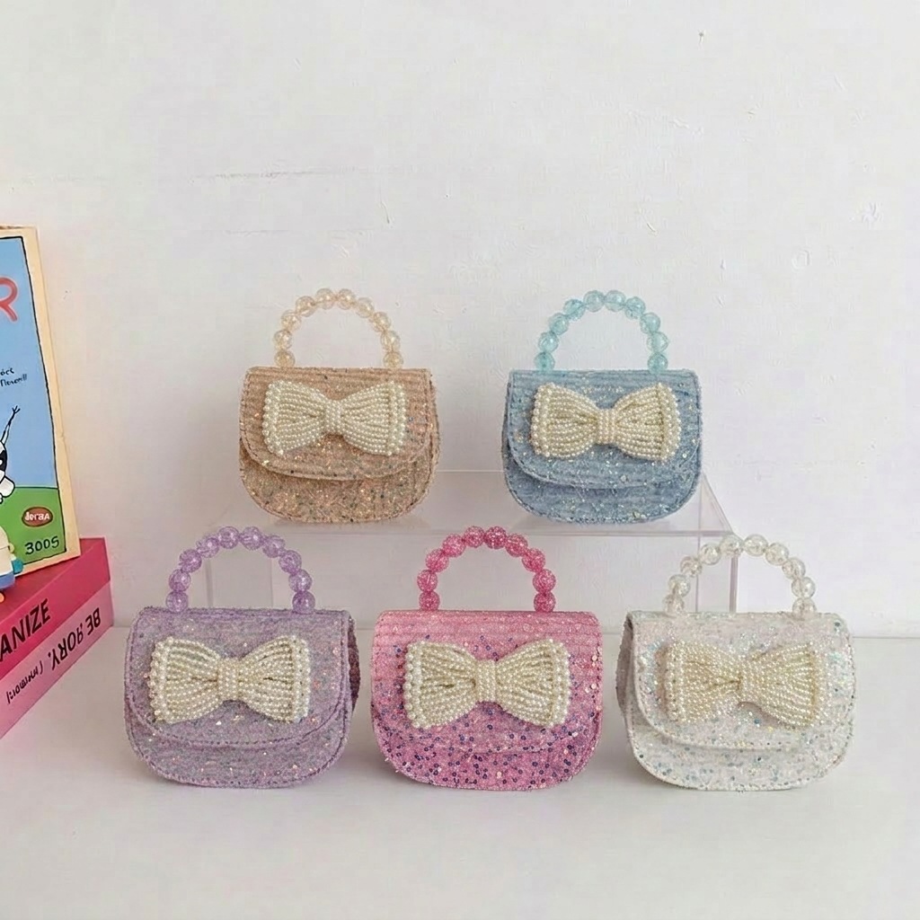 New stylish children's bag, fashionable girls' handbag, versatile mini girls' crossbody princess bag with bow