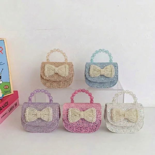New stylish children's bag, fashionable girls' handbag, versatile mini girls' crossbody princess bag with bow