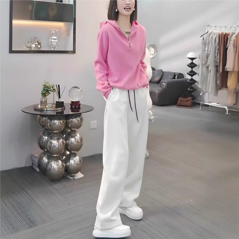 粉色休闲运动套装女2025新款洋气减龄卫衣阔腿裤春秋季穿搭一整套|undefined