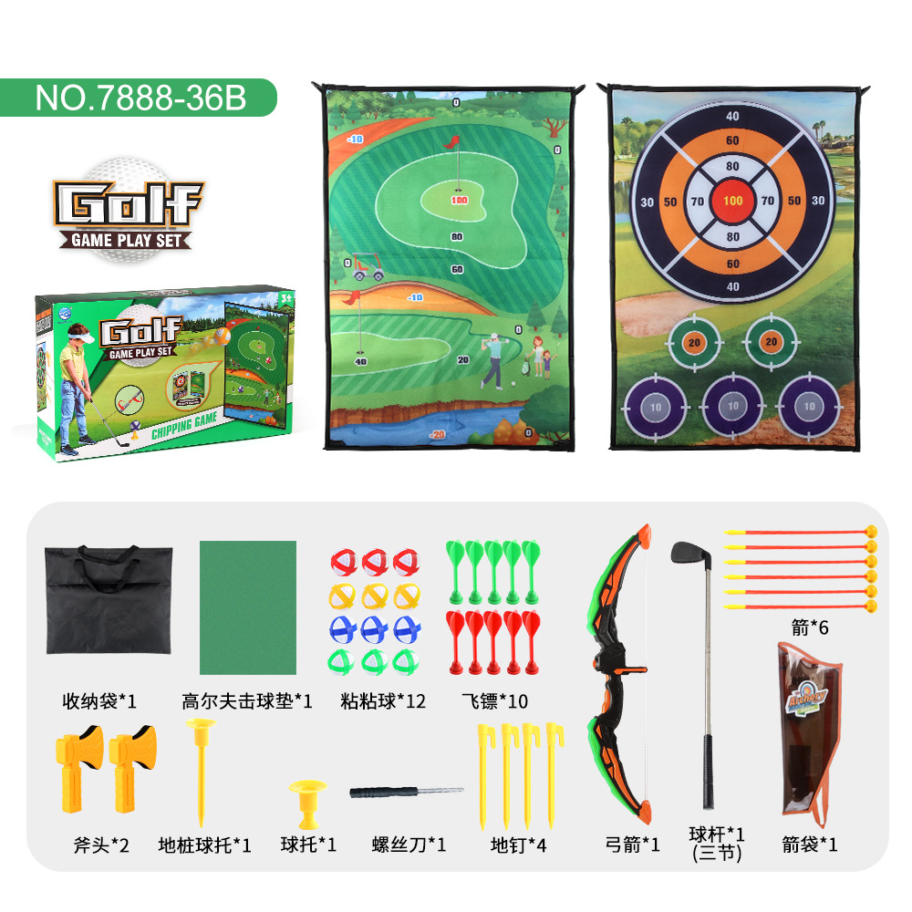Exportación transfronteriza almohadilla de juego de golf lanzamiento bucle almohadilla de juego 3 - en - 1 juego de lanzamiento portátil de golf