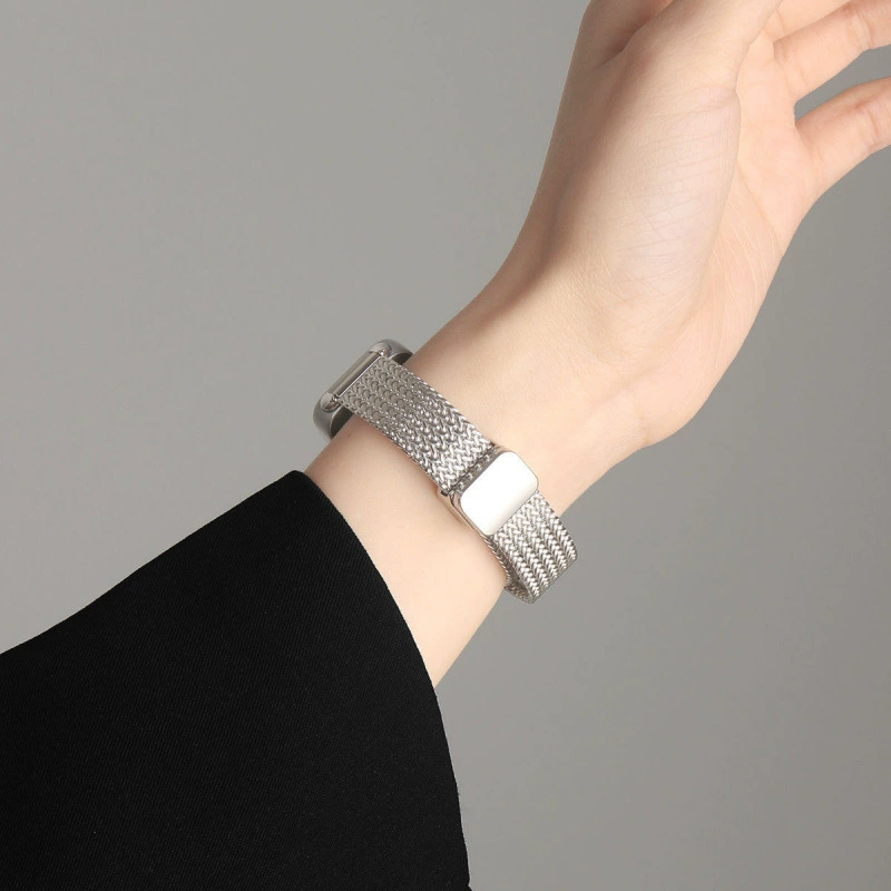Подходящий для ремешка Redmi Band 3 летом новый серебристый высококлассный ушко пшеницы магнитный браслет для запястья Redmi Band 3 металлический 2