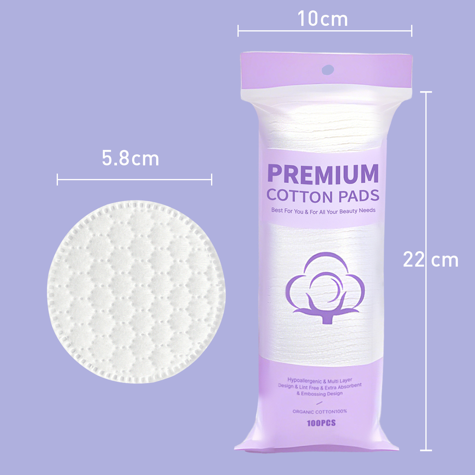 Comercio exterior transfronterizo desechable algodón grueso algodón redondo algodón grueso 5.8CM envasado en inglés