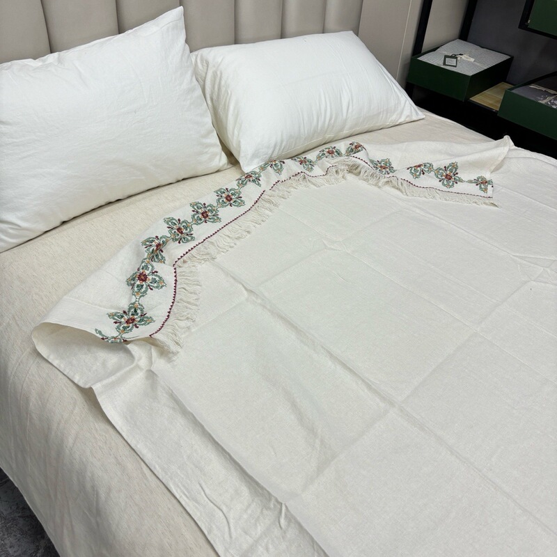 高級リネン刺繍タッセルブランケットボヘミアンブランケットリネンタッセルブランケット150x200装飾ブランケット|undefined