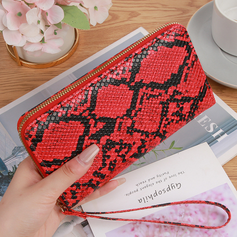 [Event Promotion] Snakeskin Wallet with Multiple Card Slots Large Capacity Single Zipper Mid-Length Wallet Clutch Cross-Border