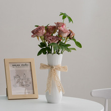 蜀门蕾丝白色北欧简约现代陶瓷装饰干花花瓶客厅餐桌插花摆件花器
