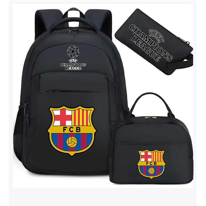 Aficionados al fútbol del Real Madrid Chelsea estudiantes de primaria alrededor de la mochila del Bayern mochila de tres piezas de gran capacidad