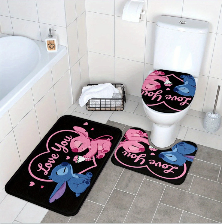 Nuevas alfombras de dibujos animados transfronterizos inodoro alfombras de baño de tres piezas decorativas alfombras resistentes a la suciedad alfombras de suelo fáciles de cuidar
