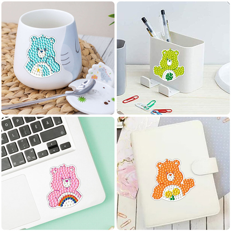 Dibujos animados superventas colorido oso pintura de diamantes pegatinas gratis pegatinas DIY pegatinas de pared de ladrillo pegatinas hechas a mano para niños diamante redondo