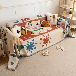 Ins Style Cotton Yarn Double-Sided Sofa Cover Cloth 2025 New Sofa Towel All Year Round Universal Full Cover Blanket One Piece
