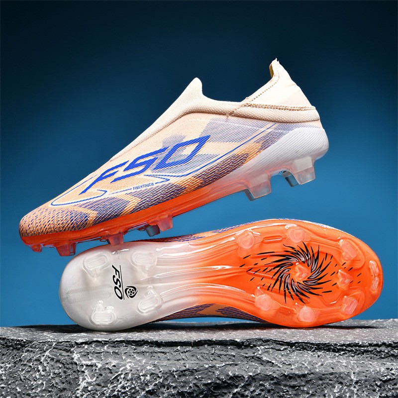 Cross-Border Football Shoes Seamless Fly-Knit Football Boots for Men Professional Competition and Training Cross-Border Football Shoes
