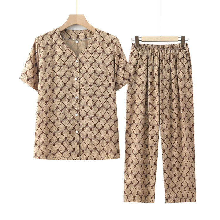 Новый набор женской свободной домашней одежды можно носить на улице с принтом пижамы четыре сезона тонкий топ брюки рубашка с короткими рукавами