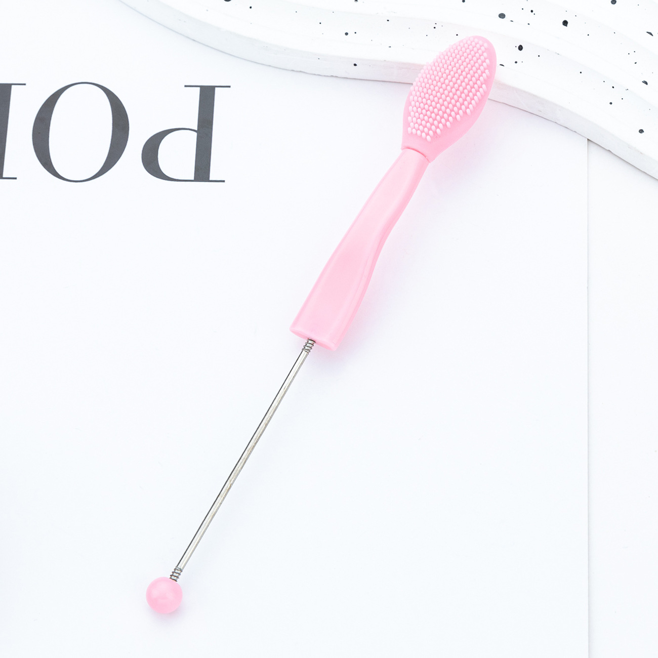 DIY beaded silicona cepillo labial cepillo de cabeza negra cepillo de nariz cepillo de nariz doble cepillo multifuncional cepillo labial lavado cepillo de nariz al por mayor