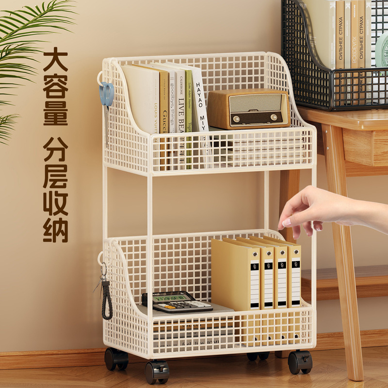 桌下置物架办公室资料档案文件架大容量带滑轮工位收纳神器小推车|undefined