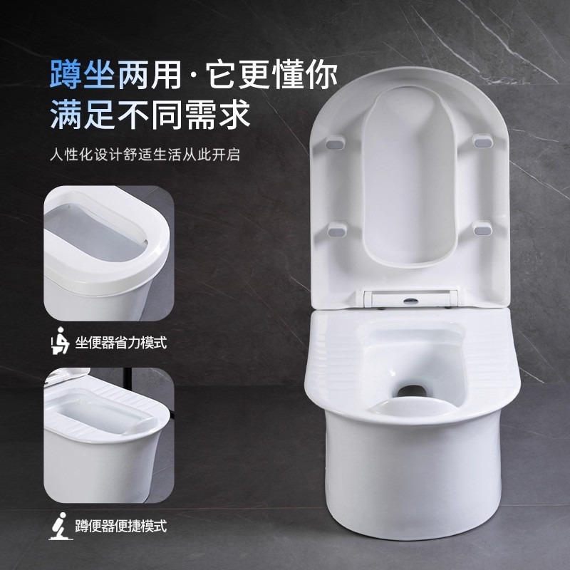 Nuevo inodoro de doble propósito para sentarse en cuclillas y sentarse integrado inodoro de doble propósito para sentarse en cuclillas y sentarse en cuclillas para cambiar el inodoro de sentarse sin cavar hoyos