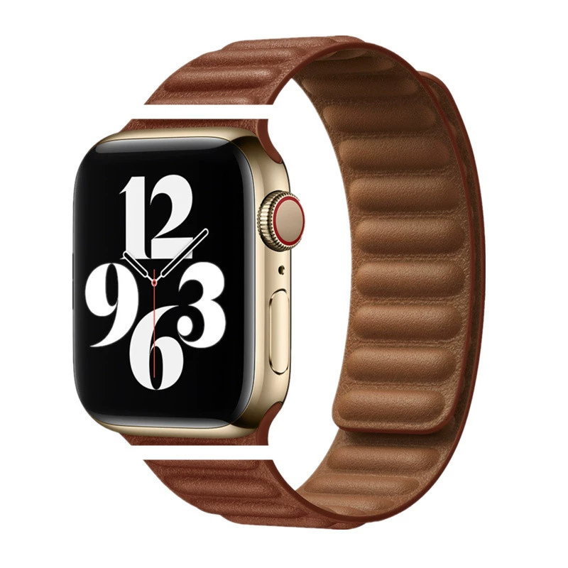 Магнитный ремешок для часов (Apple) PG5 — кожаный магнитный, клетчатый/джинсовый, 38–49 мм