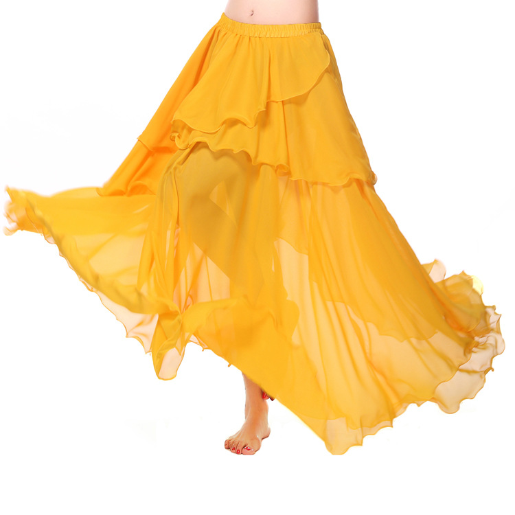 Belly dance, Indian dance performance, chiffon long four layer cake performance practice dress, female_voghion.com