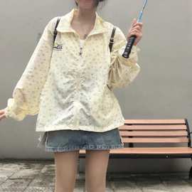 速干  小翠花印花防晒衣女夏季甜妹宽松学院风开衫透气轻薄外套