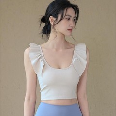 オールインワンヨガベスト女性の夏のレーススリーブ通気性フィットネススポーツバックトップピラティストレーニング服