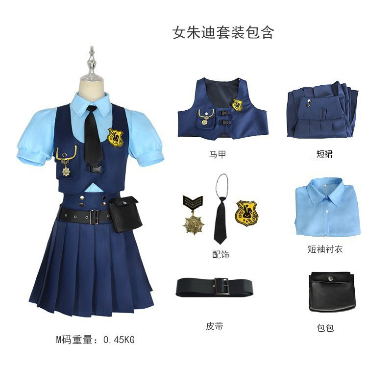 Judy Cosplay Costume Girls' Dress Judy Rabbit Police Officer Cosplay Little Girl Birthday Dress Lolita Puffy Dress