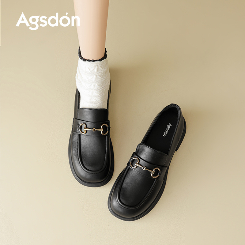 Zapatos Denlefour de otoño para mujeres 2025, nuevos tacones gruesos, zapatos de cuero negros de estilo británico, zapatos de sola suave para viajar