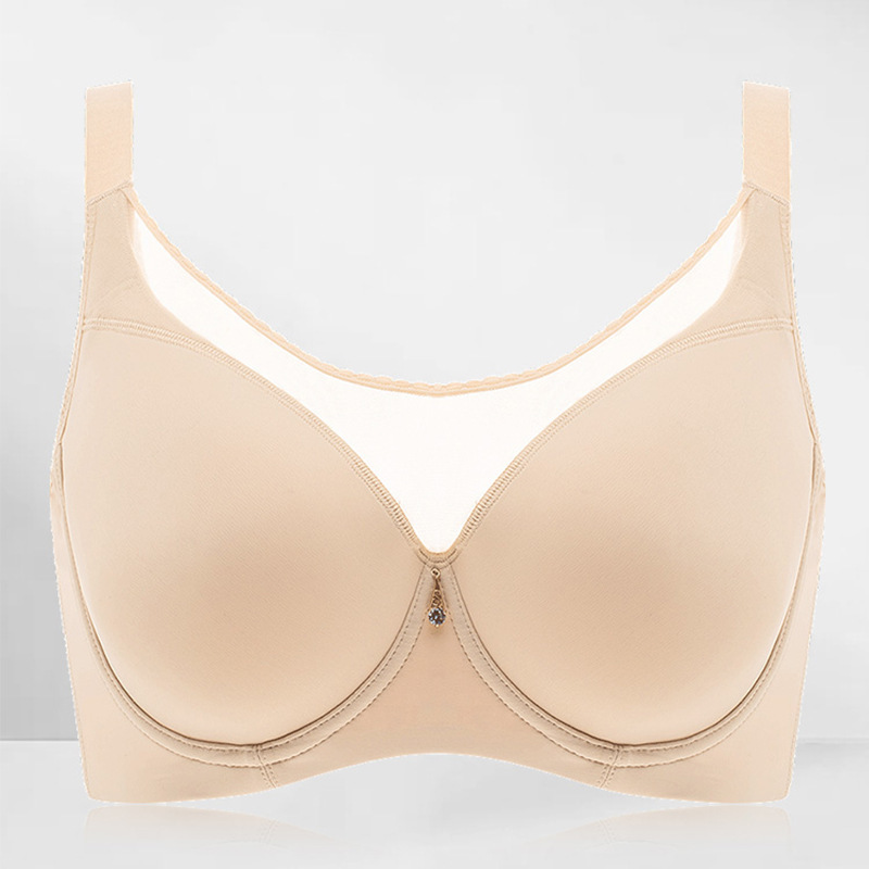 Cross-Border Plus-Size Seamless Women's Strapless Anti-Exposure Thin Bra, Minimizing and Gathering Bra with Side Support