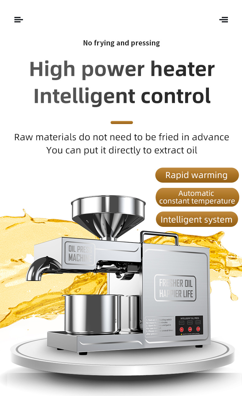 Mua Automatic Oil Press Machine Cold Hot Nut Oil Extractor Stainless Steel Home Commercial Oil Expeller LCD Touch Screen 6 10Kg H for Corn Coconut Peanut Sunflower Seeds,220V trên Amazon Mỹ chính