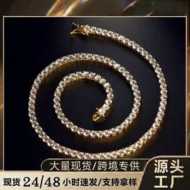 3mm/4mm/5mm铜微镶锆石网球单排项链厂家直供 chainLazada爆款