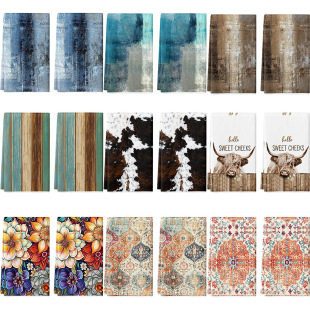 Cross-Border Printed Kitchen Rags, Multi-Functional, Water-Absorbent, Not Easy to Shed, Table-Wiping Dishcloths, Kitchen Thickened Lazy Rags