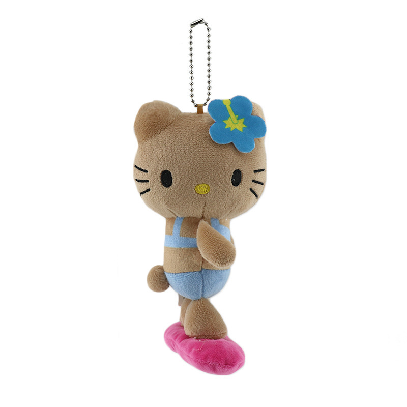 国境を越えた新しい子猫ぬいぐるみ黒革ハワイアンサマーペンダントガールハートキーホルダーペンダント|undefined