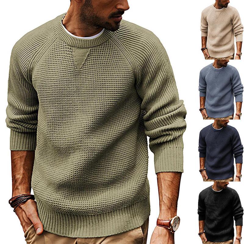 2026 Cross-Border Men's Versatile Simple Long-Sleeve Sweater, Fashionable Loose Round-Neck Stylish Solid Color Top Wholesale