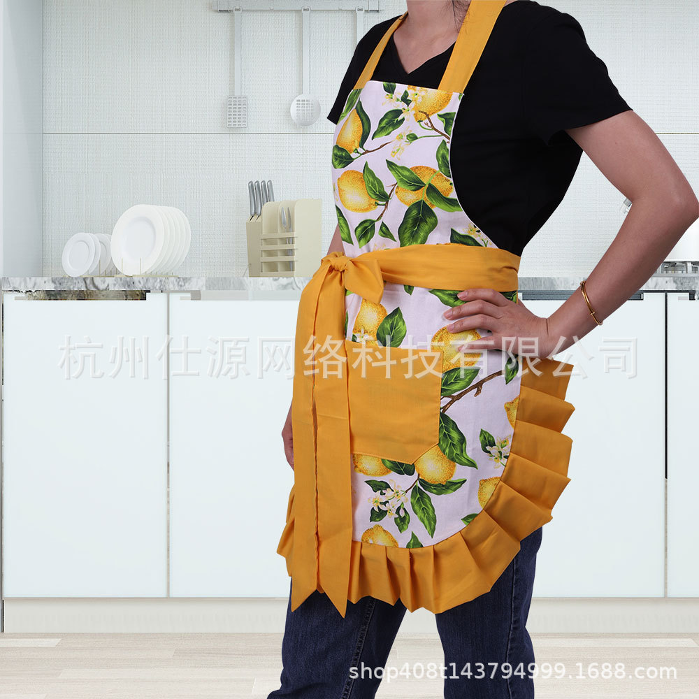 공장 도매 광고 크로스 보더 앞치마 로고면 통기성 주방 바지 꽃 커피 숍 앞치마 재고