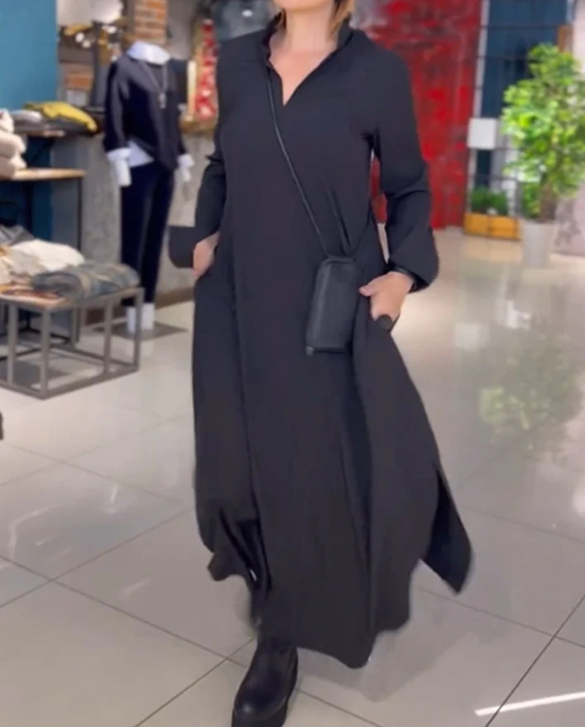 2026 Cross-Border Autumn/Winter New European And American Casual Loose Solid Color V-Neck Pullover Long Sleeve_ecoleips.com
